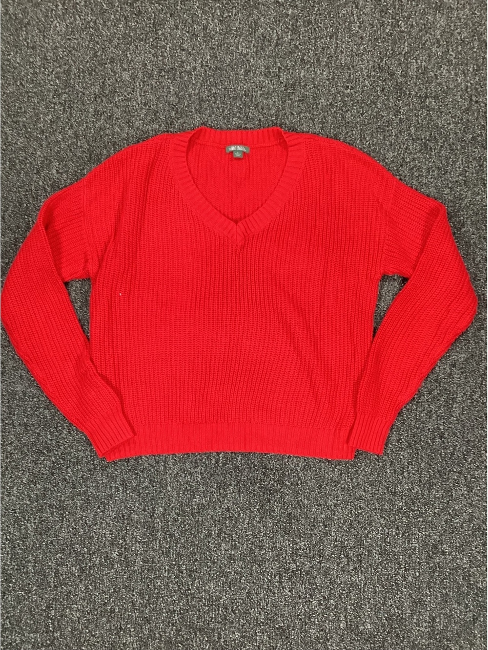 Wild Fable Red V-Neck Ribbed Knit Sweater Size Small